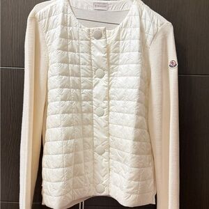 Moncler Ivory Quilted Cardigan Jacket